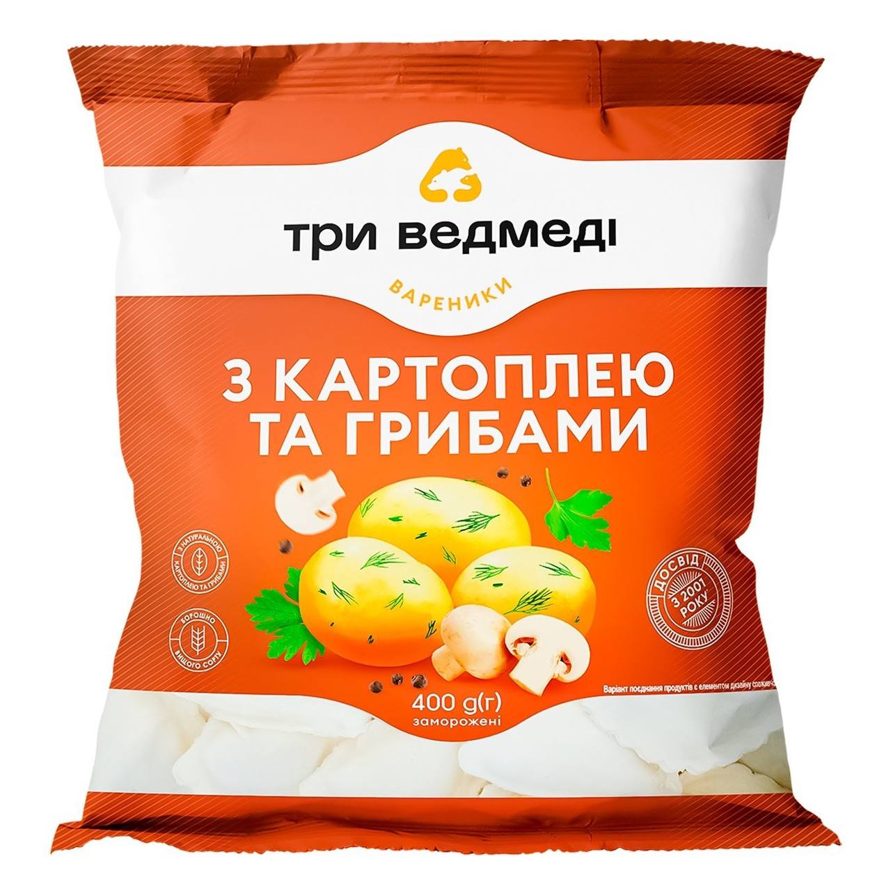 Вареники с картофелем и грибами Три медведя 400g