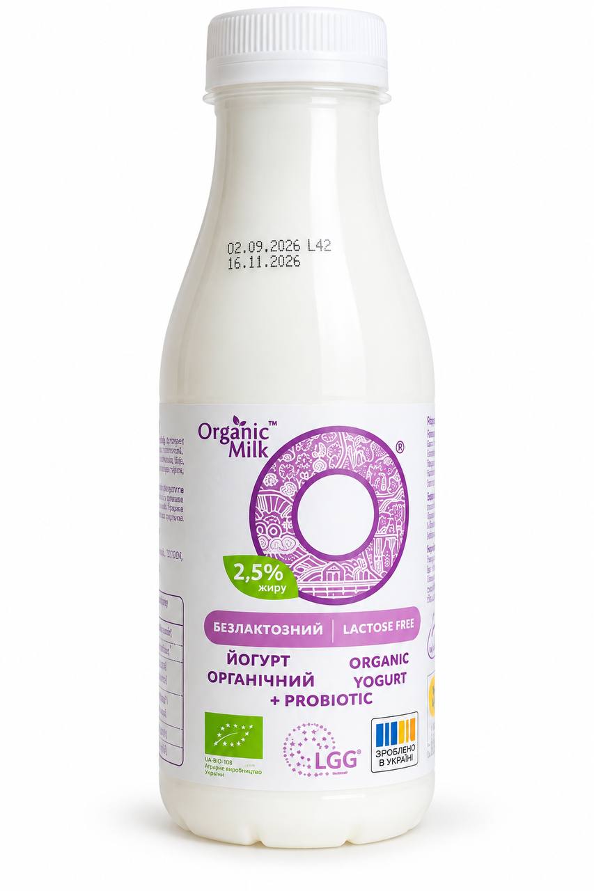 Питьевой безлактозный йогурт 2,5% Organic Milk 280g