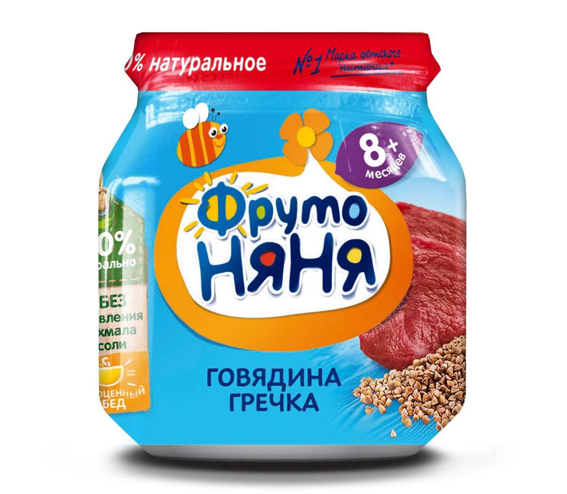 “Говядина гречка” пюре натуральное с 8 Месяцев Фрутоняня 100g