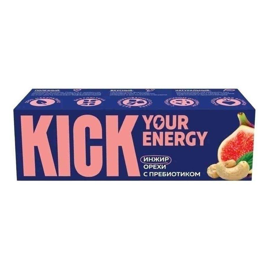 Батончик фруктово-ореховый инжир-орехи с пребиотиком KICK 45g