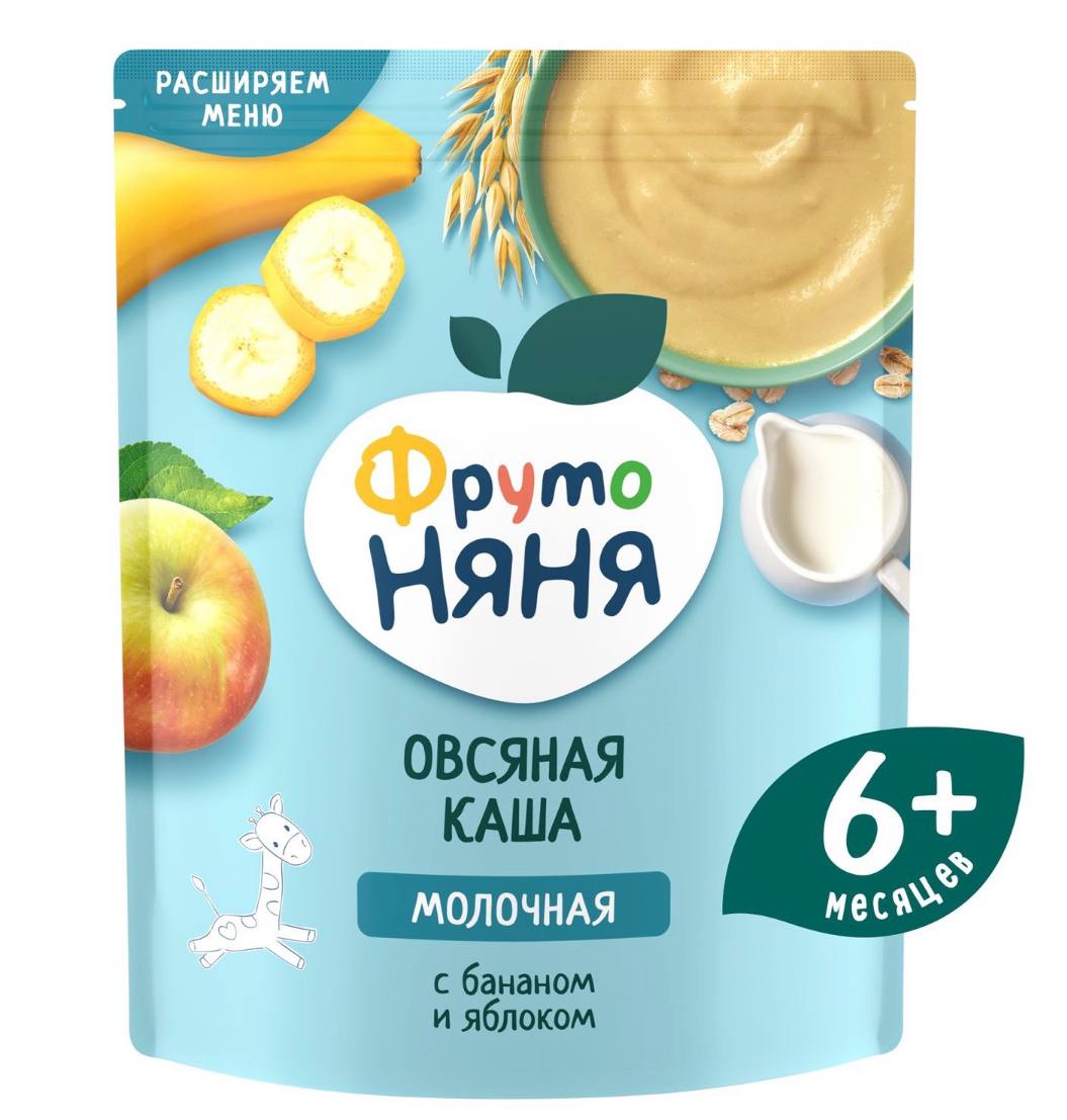 Каша молочная овсянка банан яблоко с 6 месяцев Фрутоняня 200g