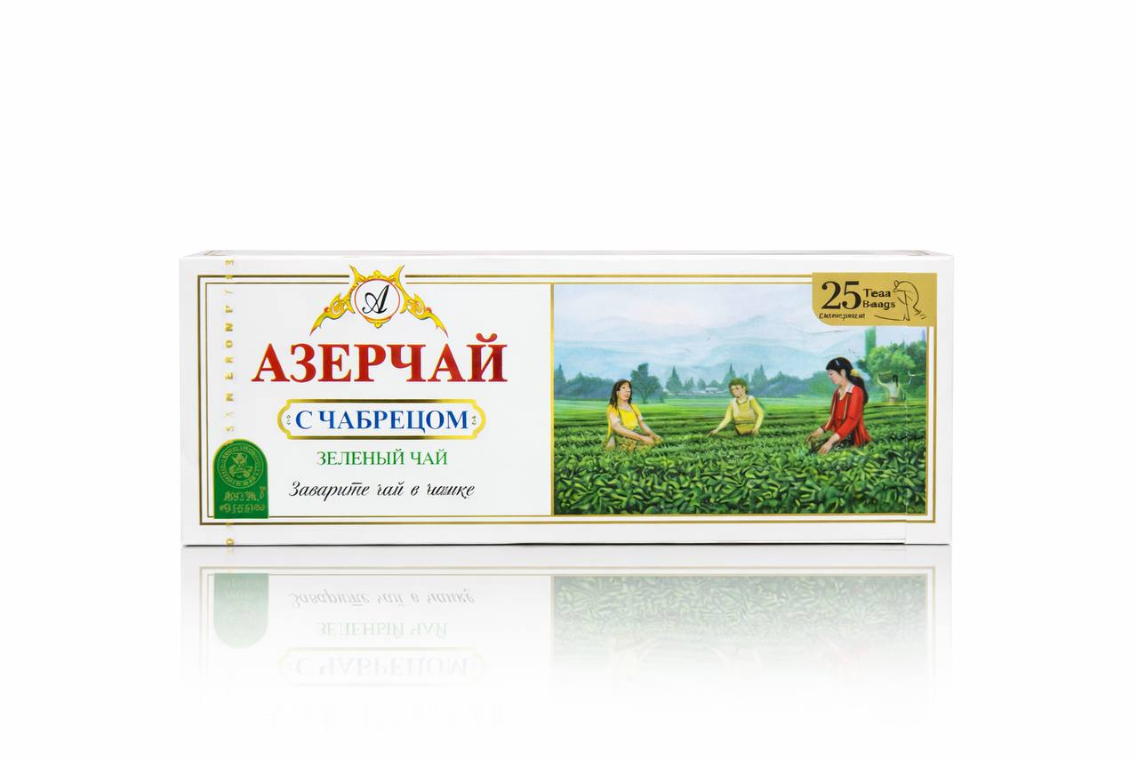 Азерчай с чабрецом, зеленый чай 25 пакетиков