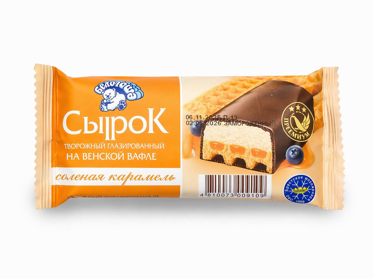 Сырок творожный глазированный на венской вафле с солёной карамелью Тимоша 65g