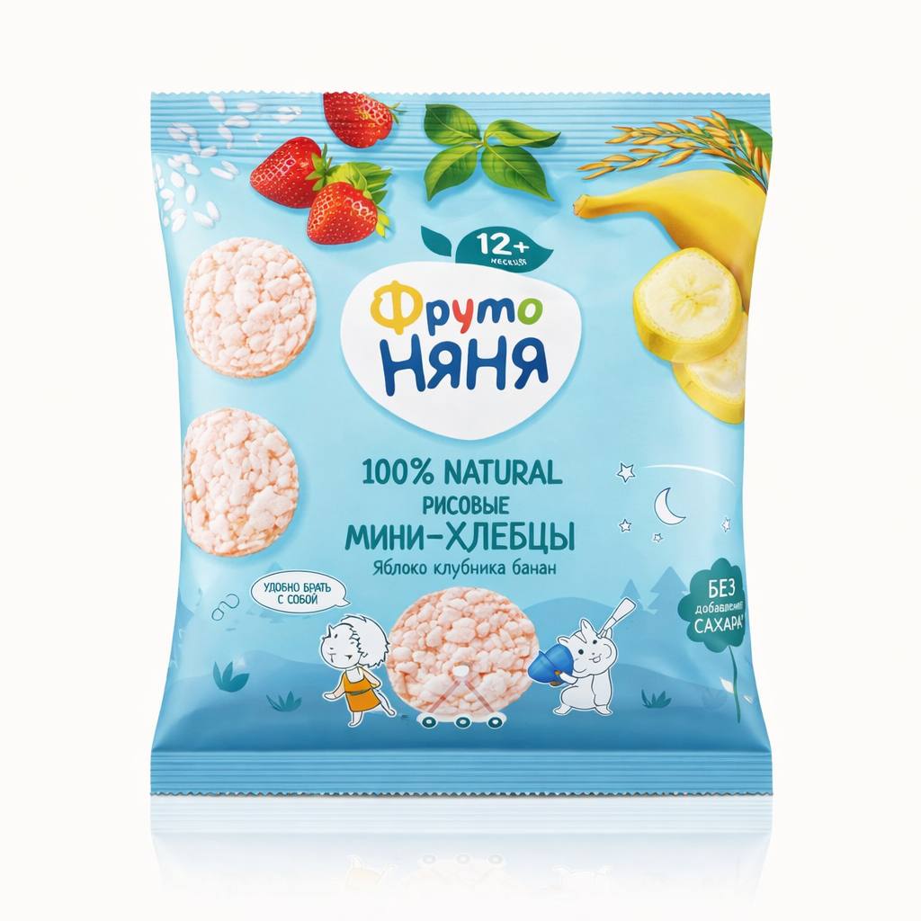 Рисовые мини-хлебцы Яблоко Клубника Банан ФрутоНяня 30g