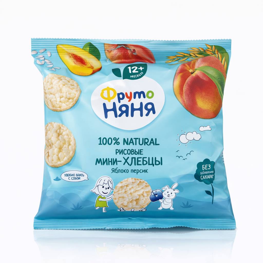 Рисовые мини-хлебцы Яблоко Персик ФрутоНяня 30g
