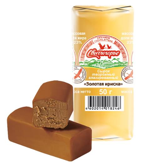 Сырок творожный глазированный с ванилью в карамельной глазури  Золотая Ириска 23% Свитлогорье 50g