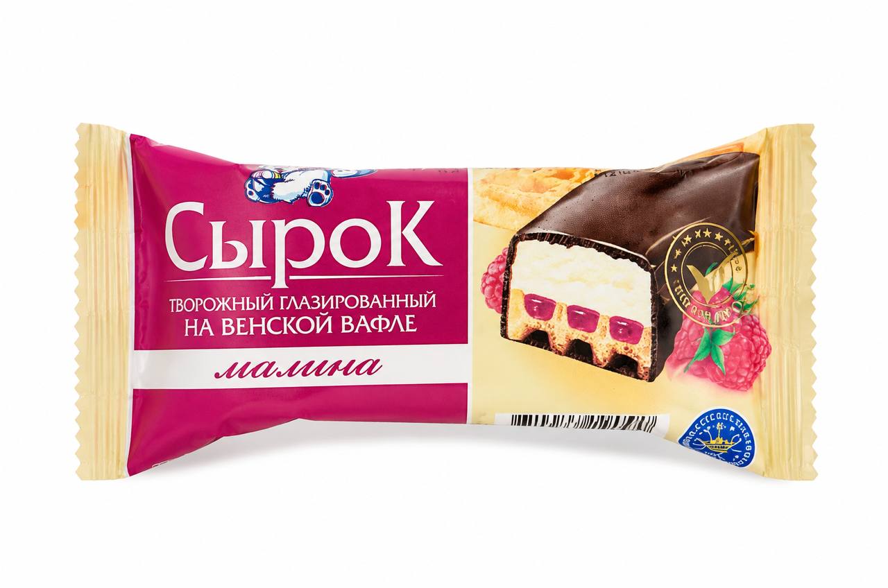 Сырок творожный глазированный на венской вафле «Малина», 65g